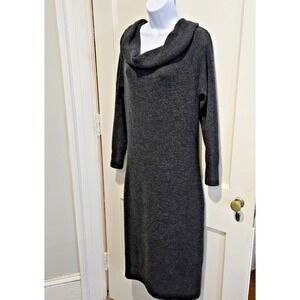 find. Women's Cowl Neck Sweater Dress Charcoal Gray Long Fitted Sleeves Size M